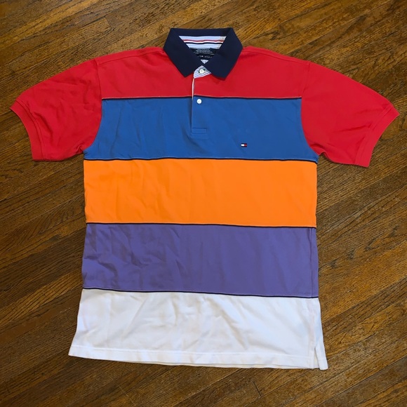 Vintage 90s Tommy Hilfiger Striped Polo - Picture 1 of 7